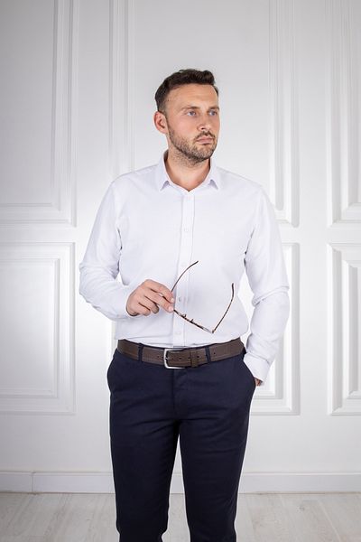 Sarar İnterview Sarar Sosa Textured Slim Fit White Shirt