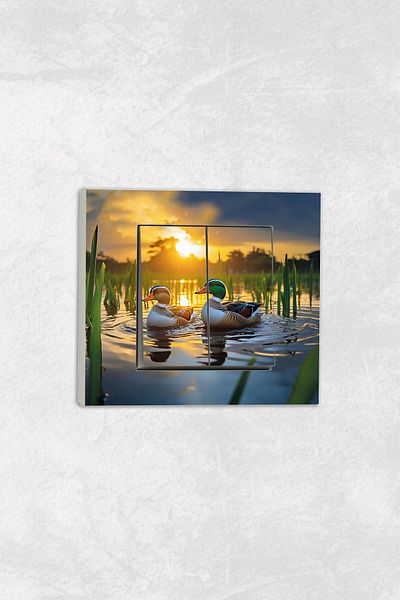 markcat Ovivo Grano (TWO-KEY PIREZ) UV Printed Duck Pattern White Decorative Commitator Frame Included