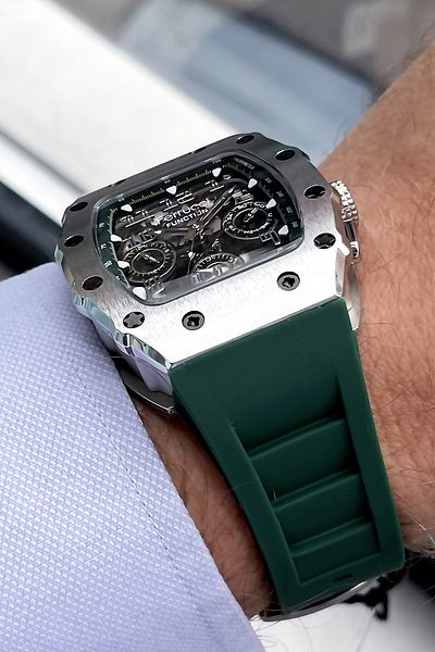 Ferrucci Function 3 Atm Waterproof Men's Wristwatch Green Color Silicone Band + Gift Bracelet GFRE2034C6