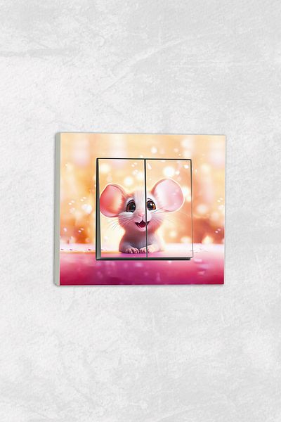 markcat Ovivo Grano (TWO-KEY PIREZ) UV Printed Mouse Pattern Children's Room Decorative Commitator Frame Included