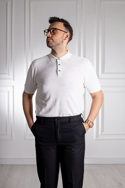 Sarar İnterview Sarar Polo Neck White Fine Knitwear T-Shirt