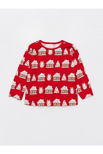 LC Waikiki Crew Neck hosszú ujjú újévi témájú pizsama szett kislánynak