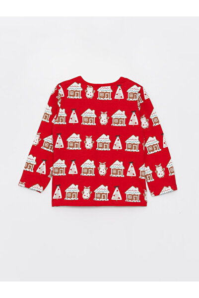 LC Waikiki Crew Neck hosszú ujjú újévi témájú pizsama szett kislánynak