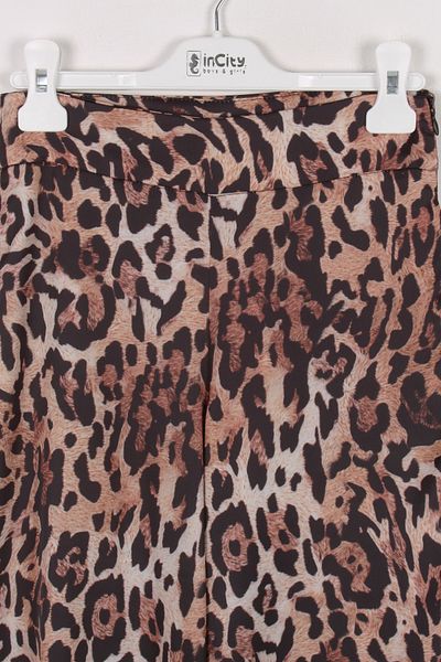 incity Girl's Black Leopard Patterned Wide Leg Trousers