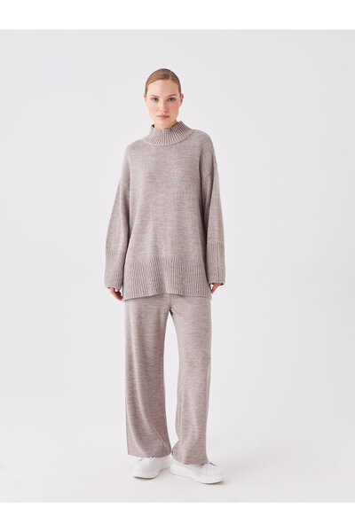 LC Waikiki Γυναικείο πλεκτό πουλόβερ με μισό ζιβάγκο μονόχρωμο μακρυμάνικο