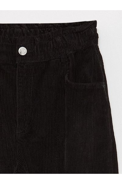 LC Waikiki Wideleg Velvet Girls' Trousers with Elastic Waist