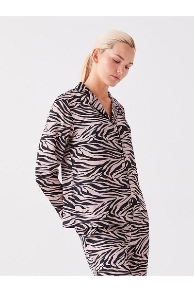 LC Waikiki Γυναικείο Σετ Πιτζάμα με Μακρυμάνικο Σχέδιο Πουκάμισου
