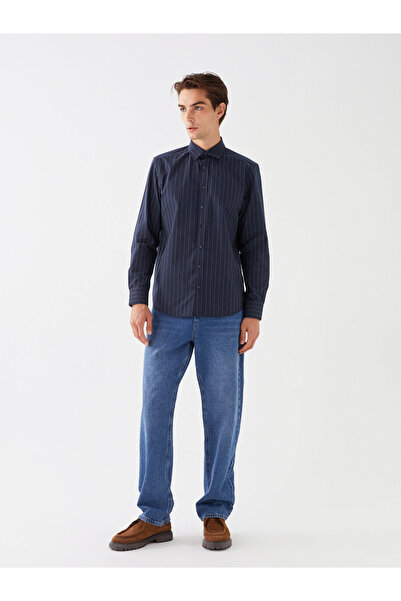 LC Waikiki Gestreiftes Langarmhemd für Herren in normaler Passform