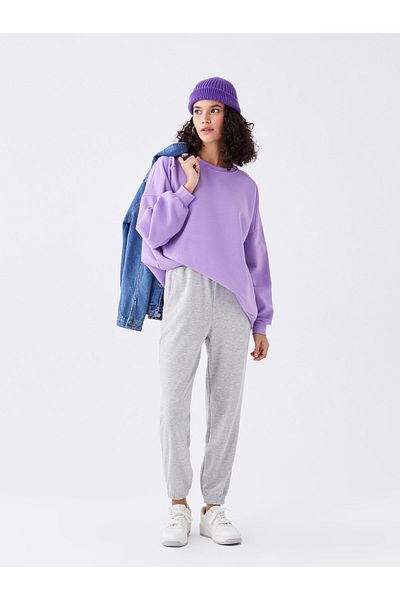 LC Waikiki Übergroßes Damen-Sweatshirt – Rundhalsausschnitt, solide lange Ärmel
