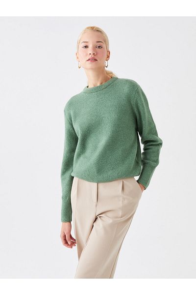 LC Waikiki Γυναικείο Πλεκτό Πουλόβερ - Crew Neck, Μασίφ μακρυμάνικο