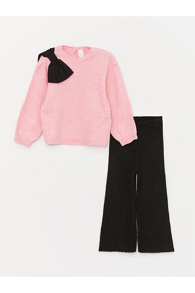 LC Waikiki Crew Neck Long Sleeve Basic Baby Girl Knitwear Sweater and Tights 2-Piece Set