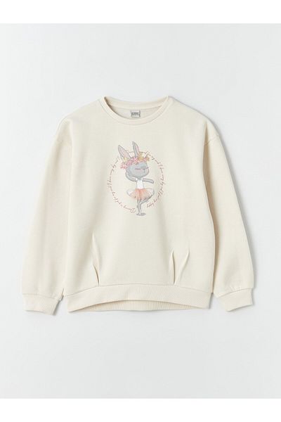 LC Waikiki Crew Neck - Girl's Printed Long Sleeve Sweatshirt