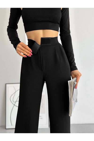 DURUM BUTİK Crep Fabric Full Lycra Cirtli Palazo Fabric Pants