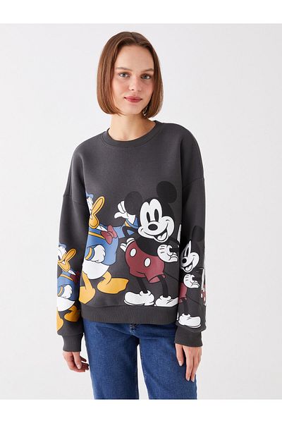 LC Waikiki Crew Neck Disney Printed Long Sleeve Oversize Women's Sweatshirt