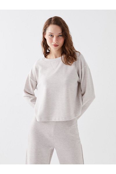 LC Waikiki Übergroßes Damen-Sweatshirt – Rundhalsausschnitt, solide lange Ärmel