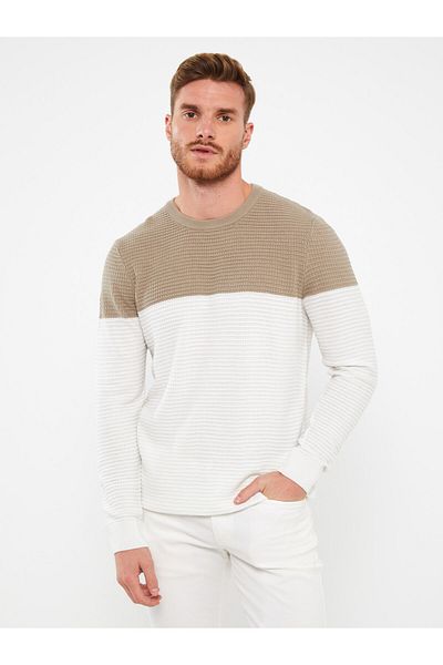 LC Waikiki Ανδρικό Πλεκτό Πουλόβερ - Crew Neck, Μακρύ μανίκι, Color Block