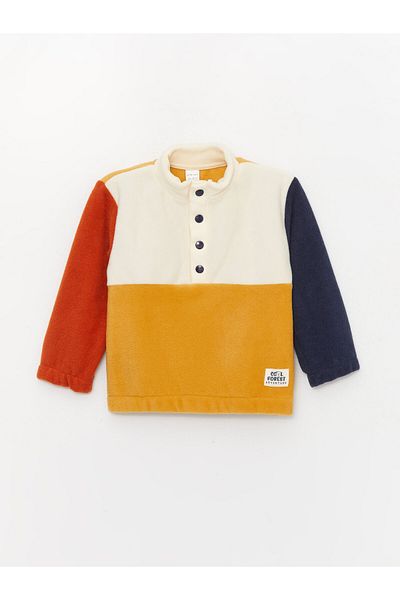 LC Waikiki Stand Collar Long Sleeve Color Blocked Fleece Baby Boy Sweatshirt
