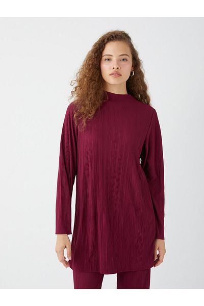 LC Waikiki Oversize Women's Tunic - StanD Collar, SoliD Long Sleeve