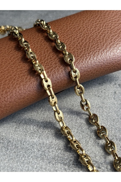 CAPO by Aytaç Yamaç Altın Rengi 60cm Scarface Modeli Çelik Zincir Kolye İnce Boncuk Zincir Çelik Denizci Kolye