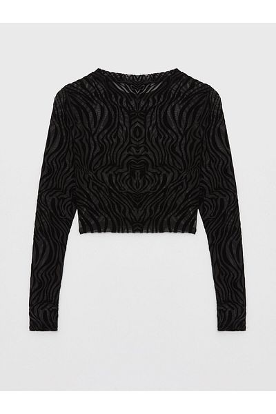 LC Waikiki Dámský střih s dlouhým rukávem se vzorem Crew Neck