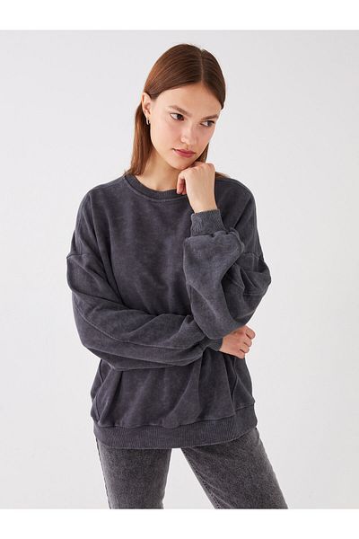 LC Waikiki Übergroßes Damen-Sweatshirt – Rundhalsausschnitt, solide lange Ärmel