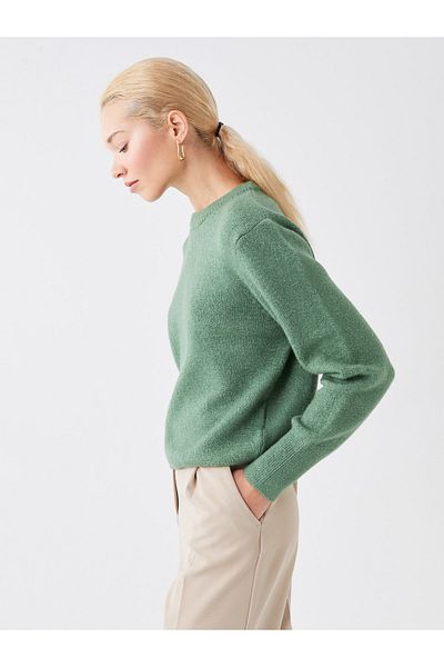 LC Waikiki Γυναικείο Πλεκτό Πουλόβερ - Crew Neck, Μασίφ μακρυμάνικο