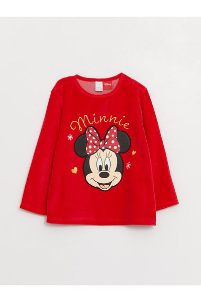 LC Waikiki Sada dívčího pyžama s potiskem Minnie Mouse s výstřihem