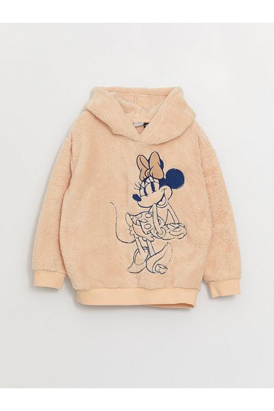 LC Waikiki Vyšívaná plyšová dívčí mikina s kapucí Minnie Mouse