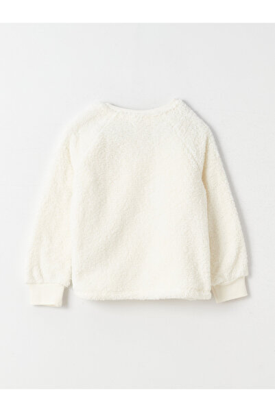 LC Waikiki Bisiklet Yaka Nakışlı Uzun Kollu Pelüş Kız Çocuk Sweatshirt