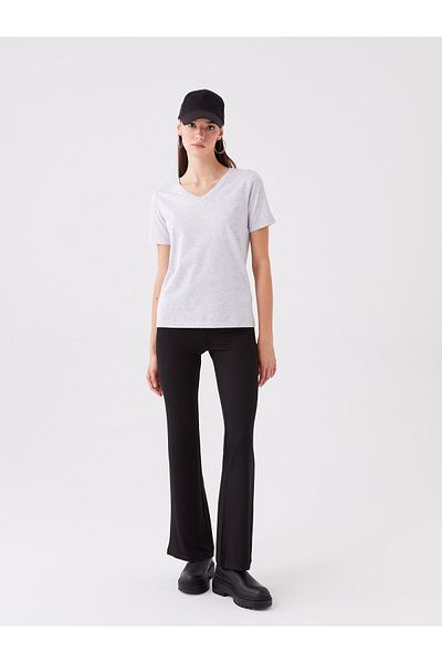 LC Waikiki Women's Straight Spanish Leg Leggings Pants with Elastic Waist