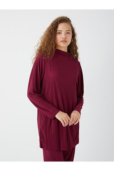LC Waikiki Oversize Women's Tunic - StanD Collar, SoliD Long Sleeve