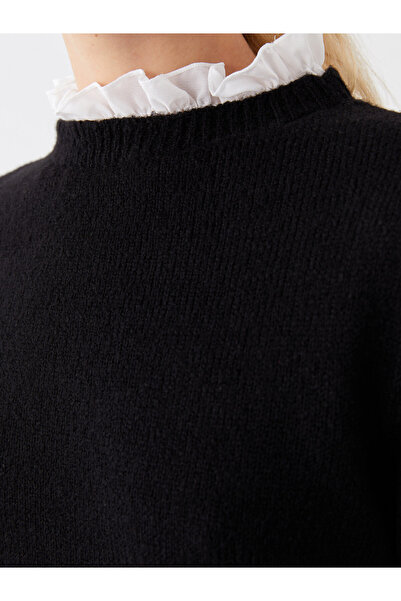 LC Waikiki Dámský úpletový svetr – výstřih, pevný dlouhý rukáv