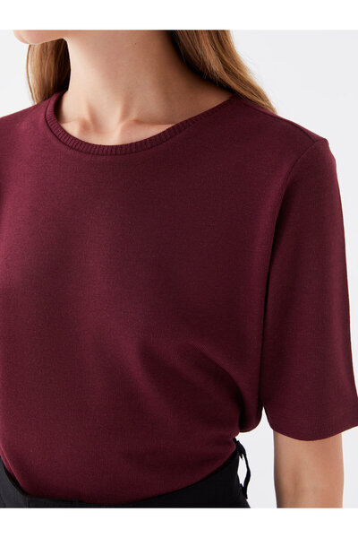 LC Waikiki T-shirt damski — okrągły dekolt, jednolity krój, krótki rękaw