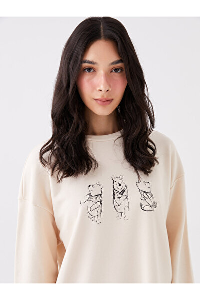 LC Waikiki Oversize dámská mikina s dlouhým rukávem a potiskem Medvídek Pú Crew Neck