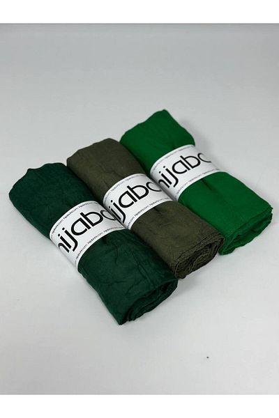 hijabchi Σάλι Bamboo Cashew 3 τεμαχίων Emerald-khaki-benetton
