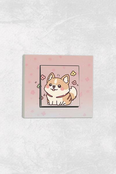 markcat إطار مقبس تبديل غرفة الأطفال من Ovivo Grano باللون الأبيض المزخرف بنمط الكلب (مطبوع بالأشعة فوق البنفسجية)
