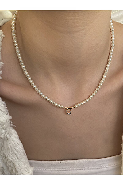 takıtarzım G Harf'li inci kadın gold kolye