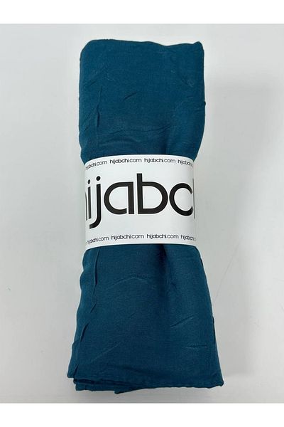 hijabchi Şal Bamboo Check - Albastru Petrol