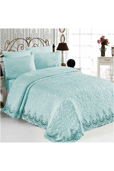 Golden Home Banu Fransız Güpürlü Çift Kişilik Yatak Örtüsü Battaniye Takımı