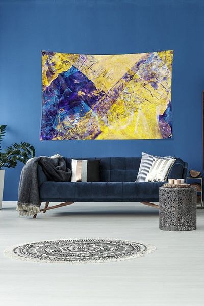 on the clouds Tapiserie din catifea cu model geometric și blocuri de culoare - Husă de perete și covor din țesătură texturată rezistentă la pete