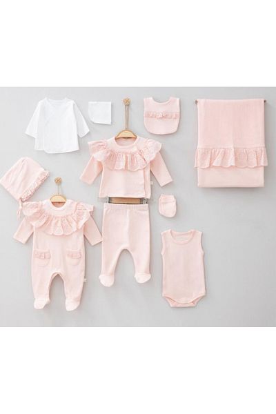 Pugi Baby Baby girl hospital discharge set 100% cotton eokotex certified
