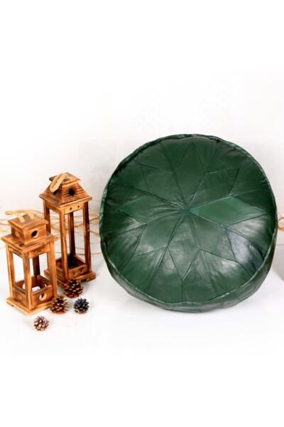 Ottoman Pouffe Dolgulu ! ! Art Deco El Yapımı Hakiki Deri Orijinal Bohem Otto...