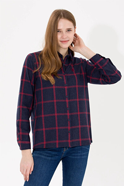 U.S. Polo Assn. Kadın Lacivert Uzun Kollu Oduncu Gömlek