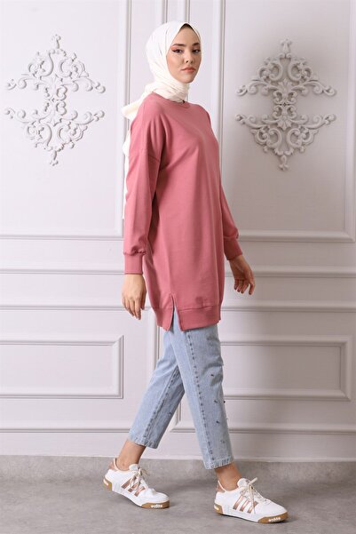 Soul 30644 Bisiklet Yaka 2 Iplik Tunik Gül