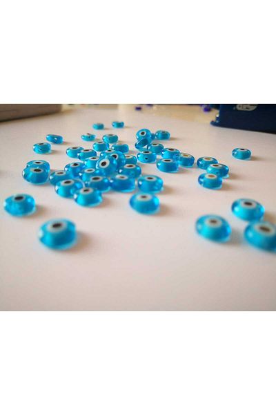 PASAMİA Blue Glass Evil Eye Bead 8 mm (10 pcs)