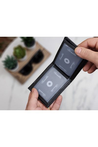 Astakos Original Classic Stylish Thin Leather Wallet Portfolio 9 Credit Card Holders Coin Compartment Floter Black