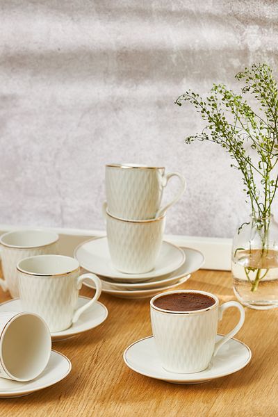 Emsan Std Lora 90 ml Coffee Cup Set - Classic for 6