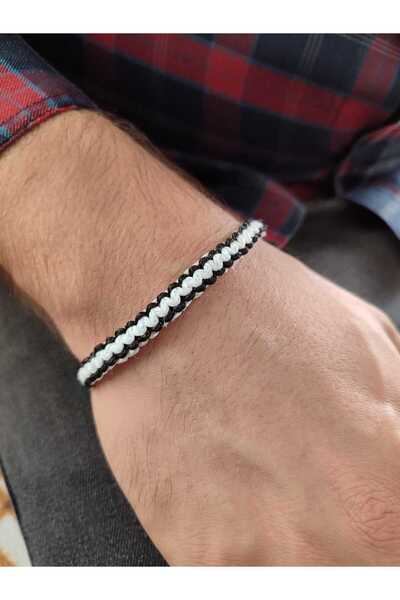 Nino Store Siyah Beyaz Makrome Ipinden Taraftar Renkli Hediyelik Örgü Bileklik