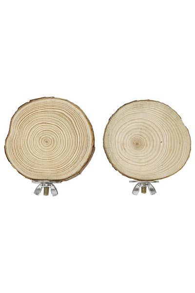 Alyones 2 Pieces Round Natural Wooden Bird Perch Stand - Parrot Platform and Bird Toys