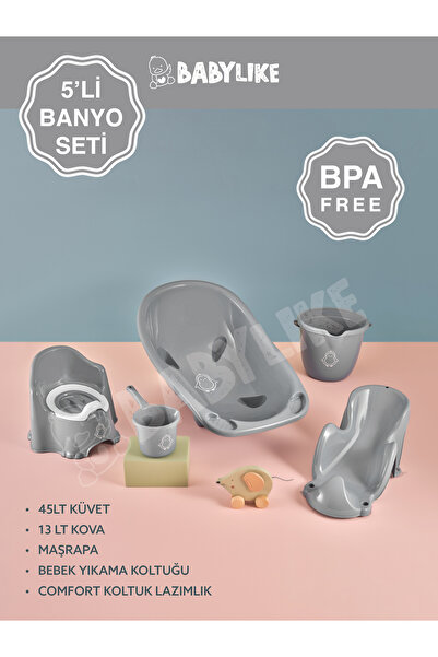 Babylike 5'li Bebek Seti- Küvet&lazımlık&bebek Yıkama Koltuğu&kova&maşrapa